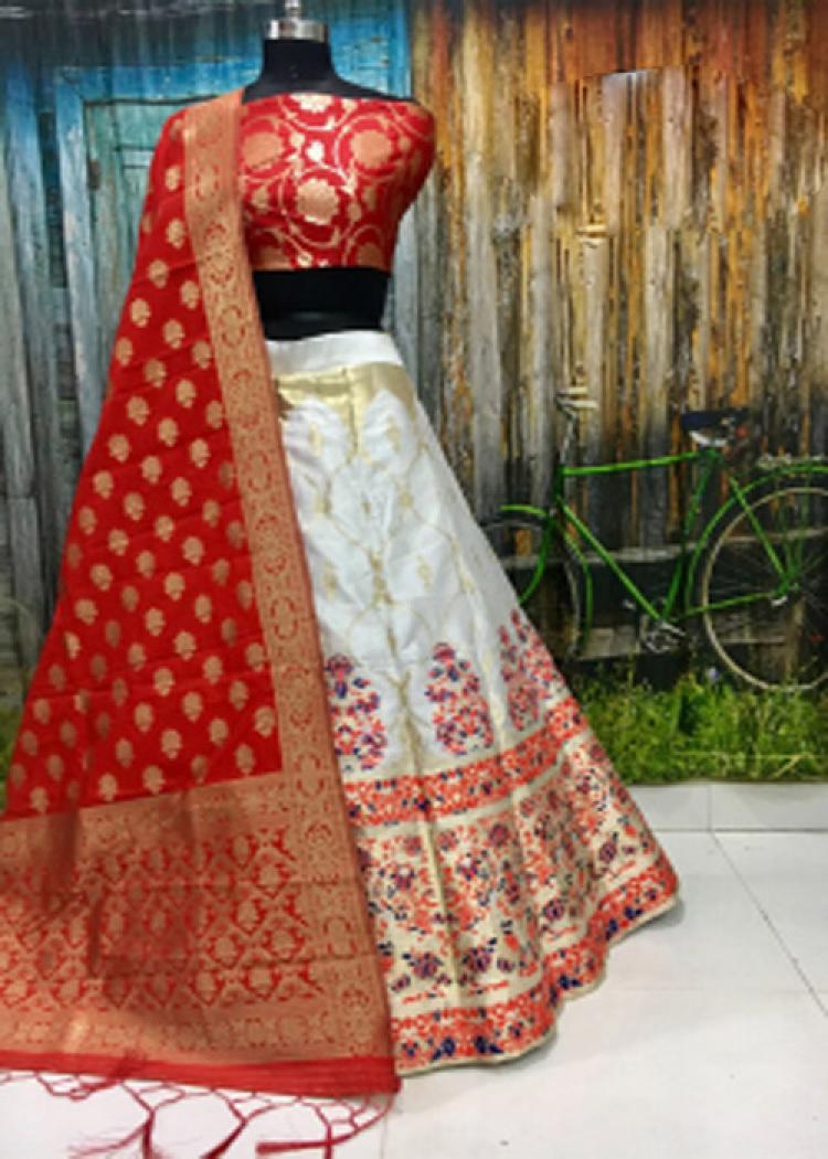 white and red ghagra choli